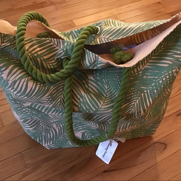 Tommy Bahama Handbags - NWT TOMMY BANANA CANVAS BEACH BAG SAGE & PEACH